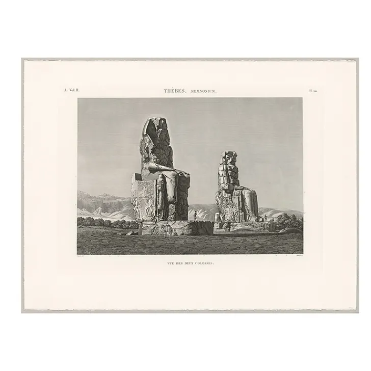 Boutiques de musées Description De L'Égypte-Estampe Thèbes, Memnonium Vue des deux colosses