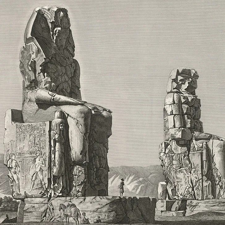 Boutiques de musées Description De L'Égypte-Estampe Thèbes, Memnonium Vue des deux colosses