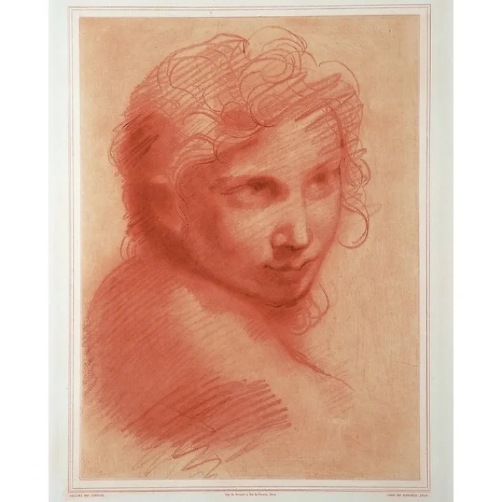 Outlet Boutiques de musées Estampe Tête de jeune homme - Michelangelo Anselmi