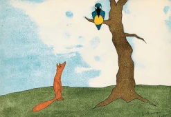 Boutiques de musées Toiles Encadrées|Toiles Sur Châssis-Fables de La Fontaine, « Le corbeau et le renard », N°12, 1921 (toiles encadrées)