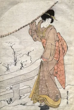 Boutiques de musées Toiles Sur Châssis|Toiles Sans Cadre-Femme au parapluie dans la neige, 1773-1828 (toiles sur châssis)