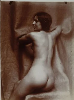 New Boutiques de musées Femme nue assise de trois-quarts dos, sur une chaise, visage de profil gauche (panneaux aluminium)