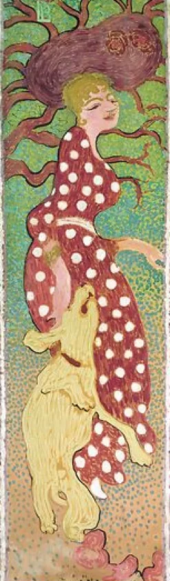 Discount Boutiques de musées Femmes au jardin : Femme à la robe à pois blancs (affiches d'art)