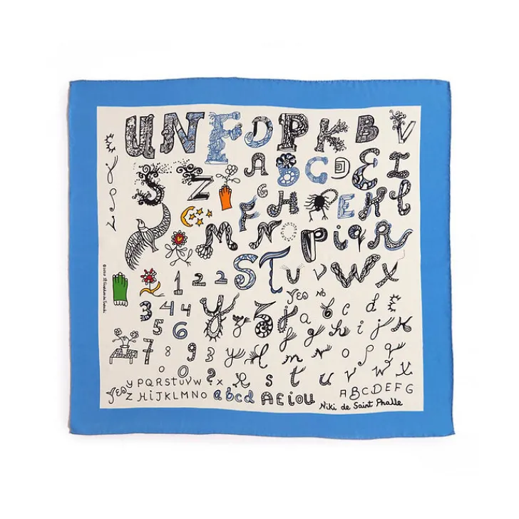 Online Boutiques de musées Foulard Blanc Alphabet Niki de Saint Phalle 70x70cm