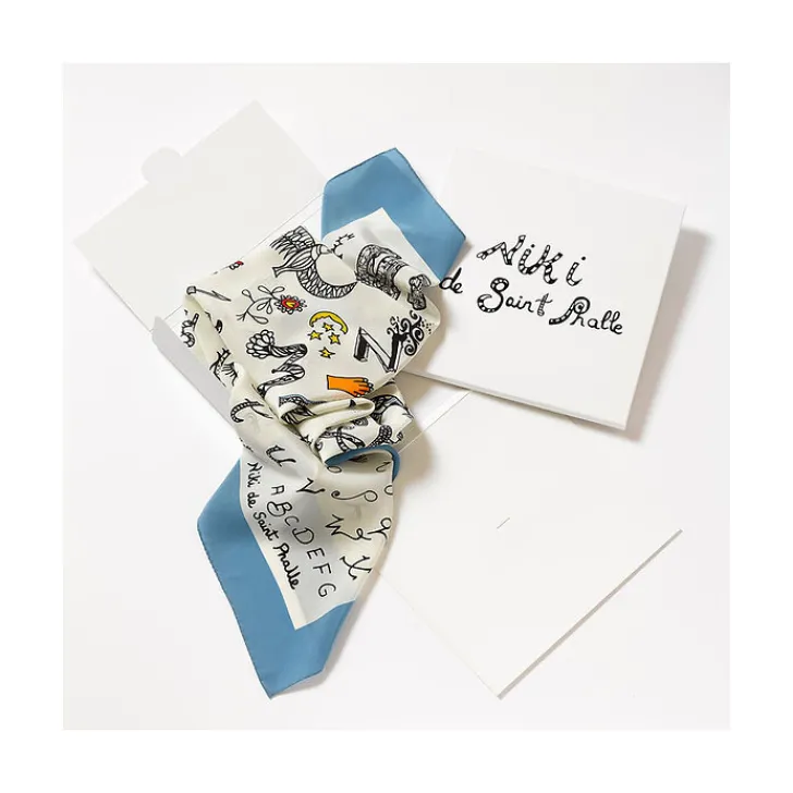 Online Boutiques de musées Foulard Blanc Alphabet Niki de Saint Phalle 70x70cm
