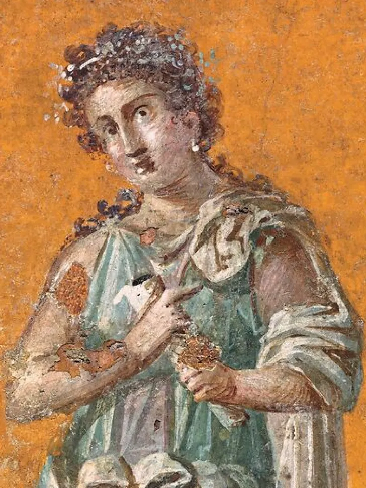 Boutiques de musées Fresque représentant Calliope, muse de la poésie épique (détail), 62-79 après J.-C. (affiches d'art encadrées)