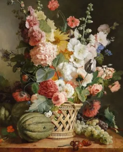 Boutiques de musées Affiches D'Art|Affiches D'Art Encadrées-Fruits et fleurs dans une corbeille d’osier (affiches d'art)
