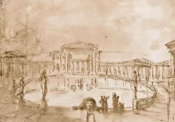 Boutiques de musées Grand bassin central entouré d'une balustrade, au centre d'une place (toiles sans cadre)