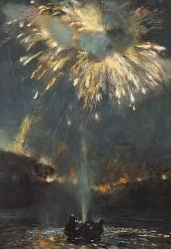 Boutiques de musées Panneaux Acryliques|Toiles Encadrées-Grand jet d'eau et feu d'artifice (panneaux acryliques)