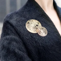 Boutiques de musées Broches-Grande broche magnétique Lunar - Métal or rosé