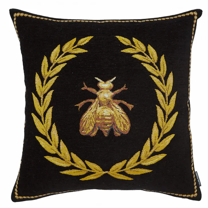 Boutiques de musées Art De La Maison-Housse de coussin Abeille - Fonds noir - Jules Pansu - 45 x 45 cm
