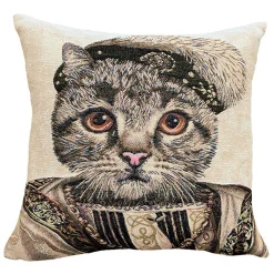 Boutiques de musées Art De La Maison-Housse de coussin Chat François 1er - Beige
