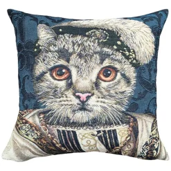 Boutiques de musées Art De La Maison-Housse de coussin Chat François 1er - Bleu