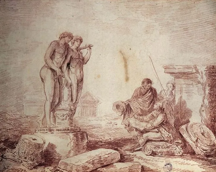 Best Boutiques de musées Hubert Robert par lui même dessinant (panneaux aluminium)