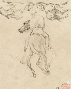 Outlet Boutiques de musées Jockey à cheval, vu de dos, et deux chevaux (panneaux aluminium)