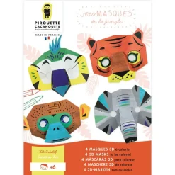Discount Boutiques de musées Kit créatif 4 masques de la jungle 3D à colorier