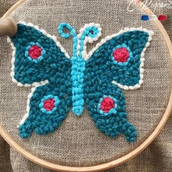 Online Boutiques de musées Kit Punch Needle 1 Motif - Papillon bleu
