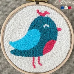 Hot Boutiques de musées Kit Punch Needle 1 Motif - Oiseau bleu