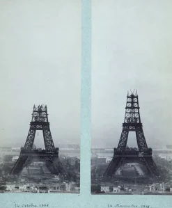 Discount Boutiques de musées La construction de la Tour Eiffel vue de l'une des tours du palais du Trocadéro (panneaux aluminium)