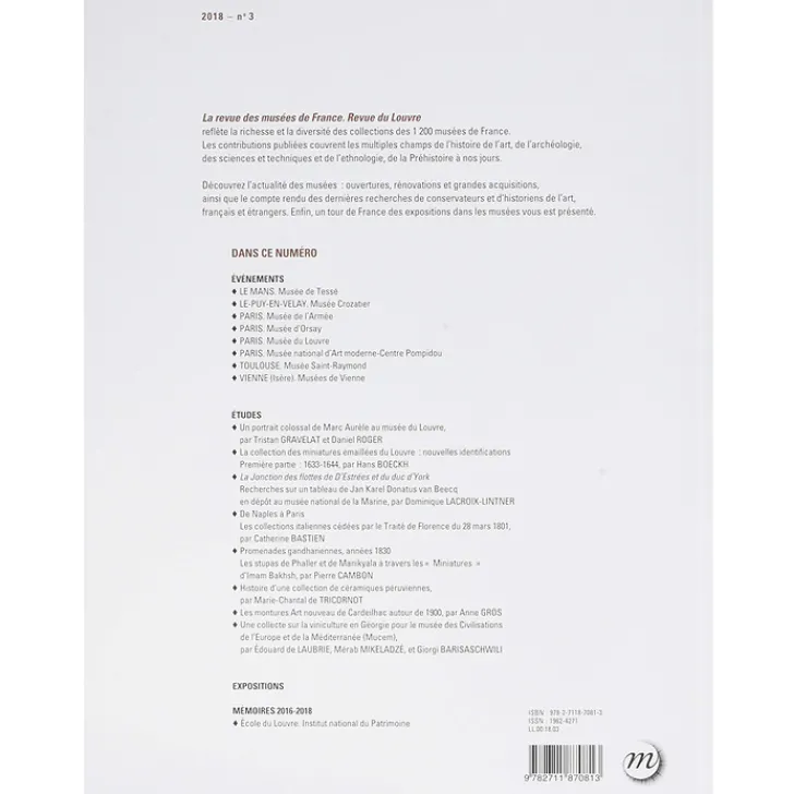 Boutiques de musées Revues-La Revue des musées de France No 2018-3 - Revue du Louvre