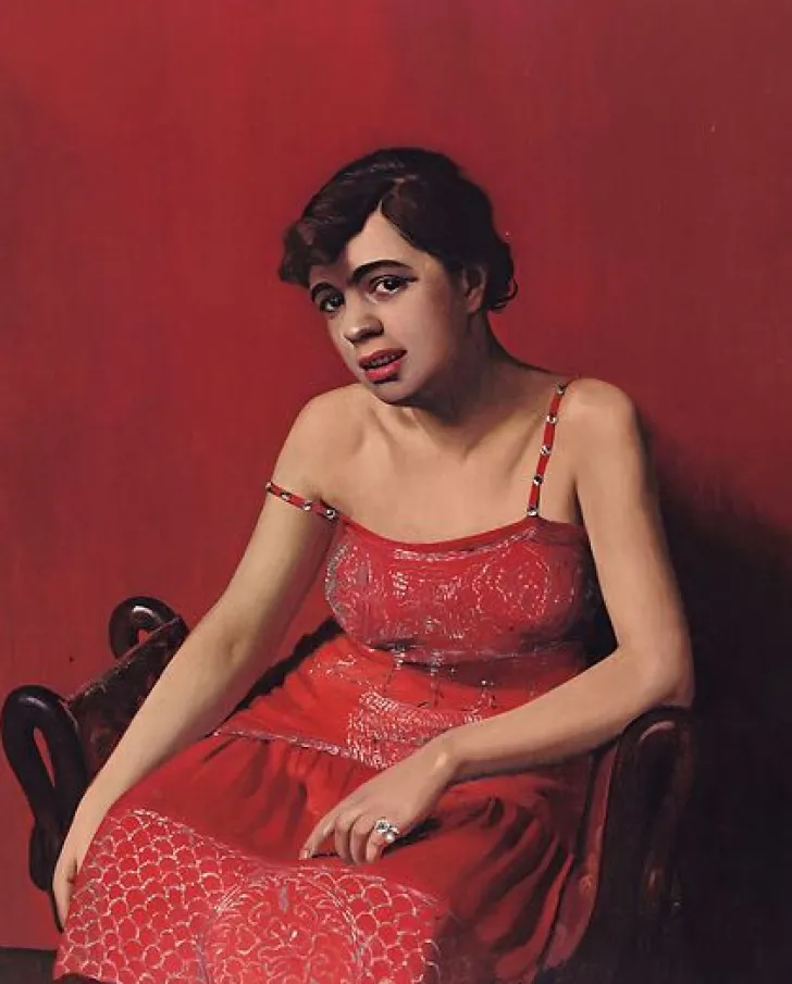 Boutiques de musées Panneaux Aluminium|Panneaux Acryliques-La roumaine à la robe rouge (panneaux aluminium)