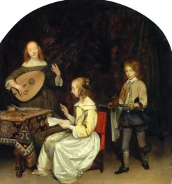 Boutiques de musées Toiles Encadrées|Affiches D'Art Encadrées-Le Concert : chanteuse et joueuse de Luth Theorbé (toiles encadrées)