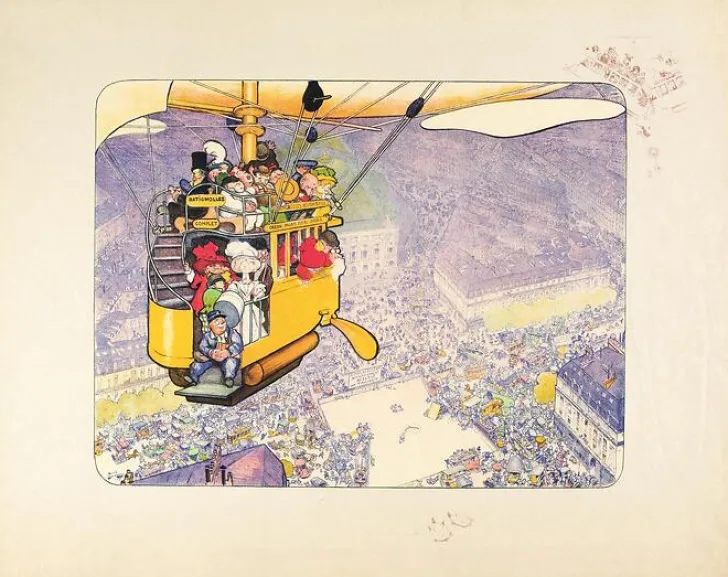 Discount Boutiques de musées Le Dirigeablobus au-dessus de la place de l’Opéra (affiches d'art)