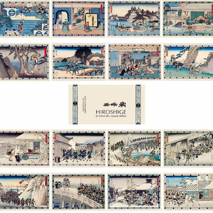 Boutiques de musées Cartes Et Marques Pages-Lot de 16 cartes postales 14 x 20 cm - Hiroshige - Le trésor des vassaux fidèles