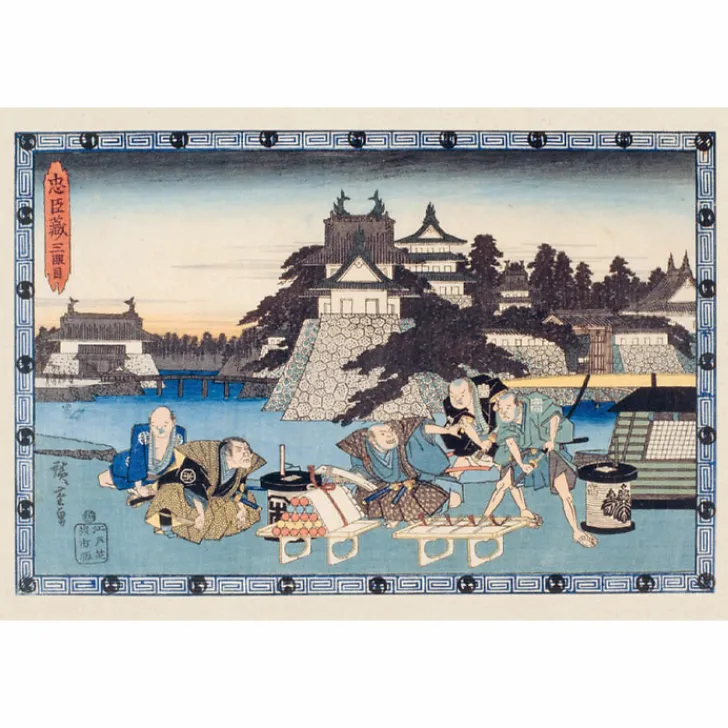 Boutiques de musées Cartes Et Marques Pages-Lot de 16 cartes postales 14 x 20 cm - Hiroshige - Le trésor des vassaux fidèles