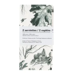 Hot Boutiques de musées Lot de 2 serviettes de table L'Herbier du Roi Vert - 42x42 cm
