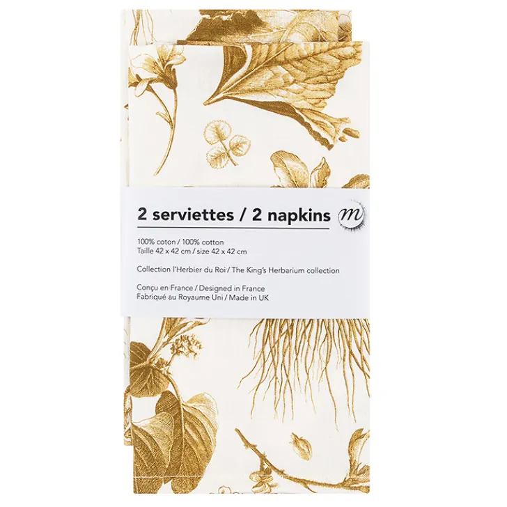 Outlet Boutiques de musées Lot de 2 serviettes de table L'Herbier du Roi Bronze - 42x42 cm