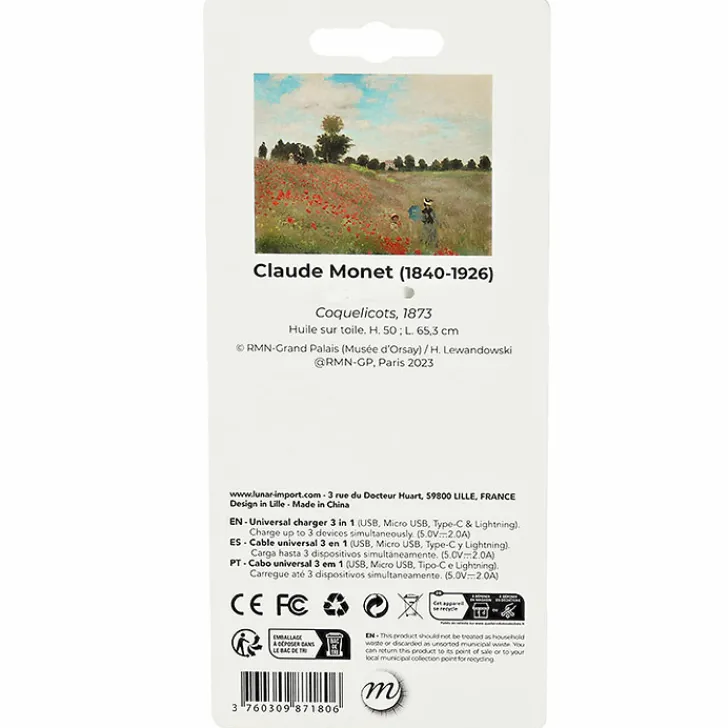 Clearance Boutiques de musées Multicâbles 3 en 1 Claude Monet - Coquelicots
