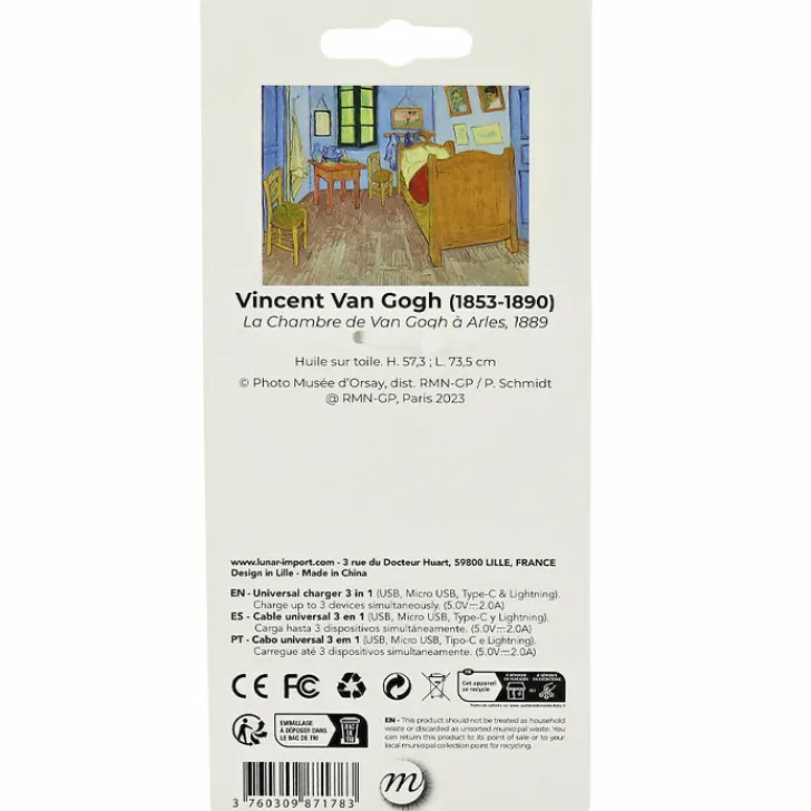 Boutiques de musées High-Tech-Multicâbles 3 en 1 Vincent van Gogh - Lit / La chambre de Van Gogh à Arles