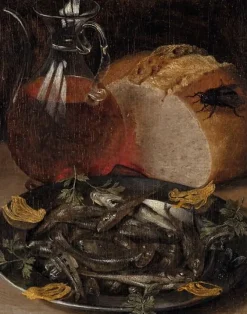 New Boutiques de musées Nature morte au flacon de vin et aux poissons (affiches d'art)