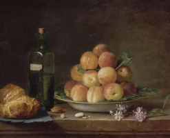 Boutiques de musées Toiles Encadrées|Affiches D'Art Encadrées-Nature morte aux pêches et à la brioche (toiles encadrées)