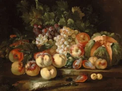 Boutiques de musées Panneaux Aluminium|Toiles Sur Châssis-Nature morte aux raisins et aux pommes (panneaux aluminium)