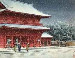 Boutiques de musées Panneaux Acryliques|Toiles Encadrées-Neige sur le temple Zojoji, 1883-1957 (panneaux acryliques)
