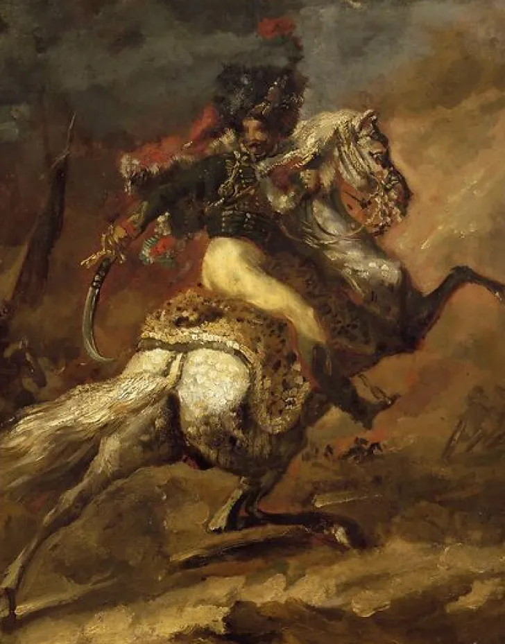 Clearance Boutiques de musées Officier de chasseur à cheval chargeant, esquisse (panneaux aluminium)