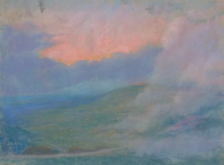 Best Boutiques de musées Paysage de montagne au soleil couchant avec effets de nuages (panneaux aluminium)