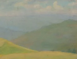 Boutiques de musées Panneaux Acryliques|Toiles Encadrées-Paysage de montagne avec prairie jaune au premier plan (panneaux acryliques)