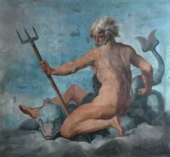 Boutiques de musées Panneaux Aluminium|Toiles Encadrées-Plafond de la Galerie des assiettes : Neptune sur un dauphin (panneaux aluminium)