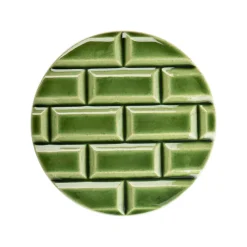 Boutiques de musées Design|Art De La Maison-Plaque Rivoli grès émaillé - ⌀ 11,5 cm - Vert Lutèce - Déjà-vu