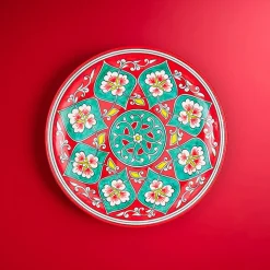 Boutiques de musées Art De La Maison-Plat en céramique Fleur Rouge /turquoise - Ø 30cm - La maison Ottomane