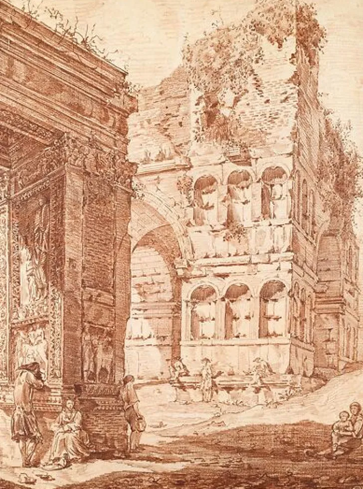 Boutiques de musées Plusieurs personnes parmi des ruines antiques (toiles encadrées)