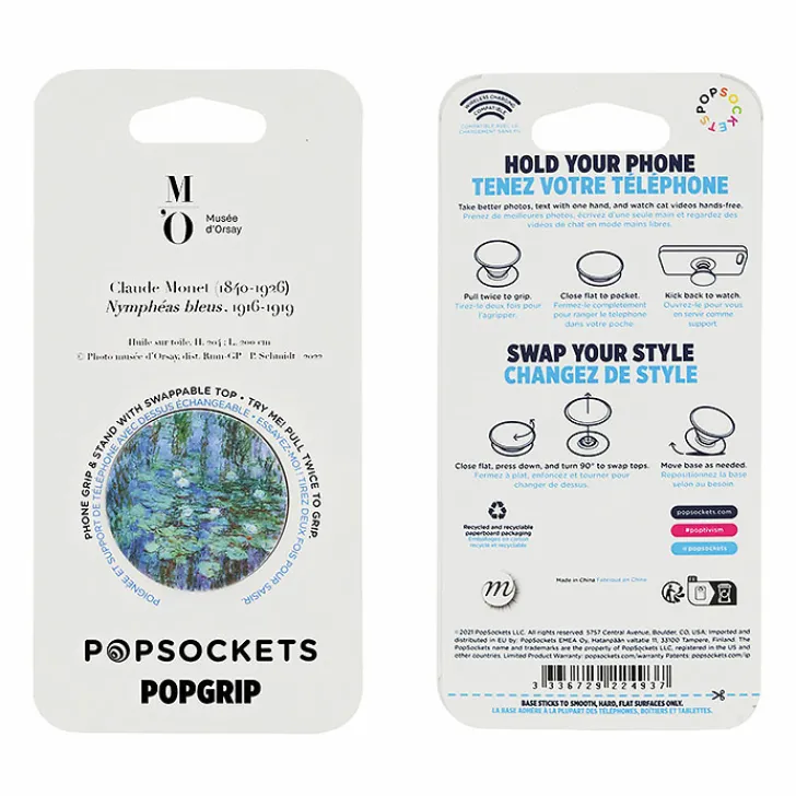 New Boutiques de musées Poignée/support pour téléphone Claude Monet - Nymphéas bleus - PopSockets