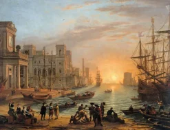 Outlet Boutiques de musées Port de mer au soleil couchant (toiles encadrées)