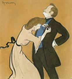 Outlet Boutiques de musées Portrait-charge de Mme Simone décorant son époux l'acteur le Bargy (toiles encadrées)