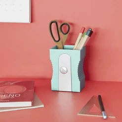 Sale Boutiques de musées Pot à crayons en plastique Taille-crayon Turquoise - Balvi