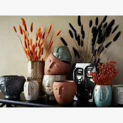 Boutiques de musées Art De La Maison-Pot de fleurs Visage Beige / brun