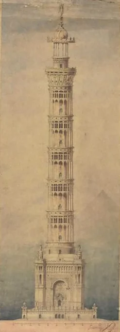 Clearance Boutiques de musées Projet de phare monumental pour Paris, élévation (toiles encadrées)